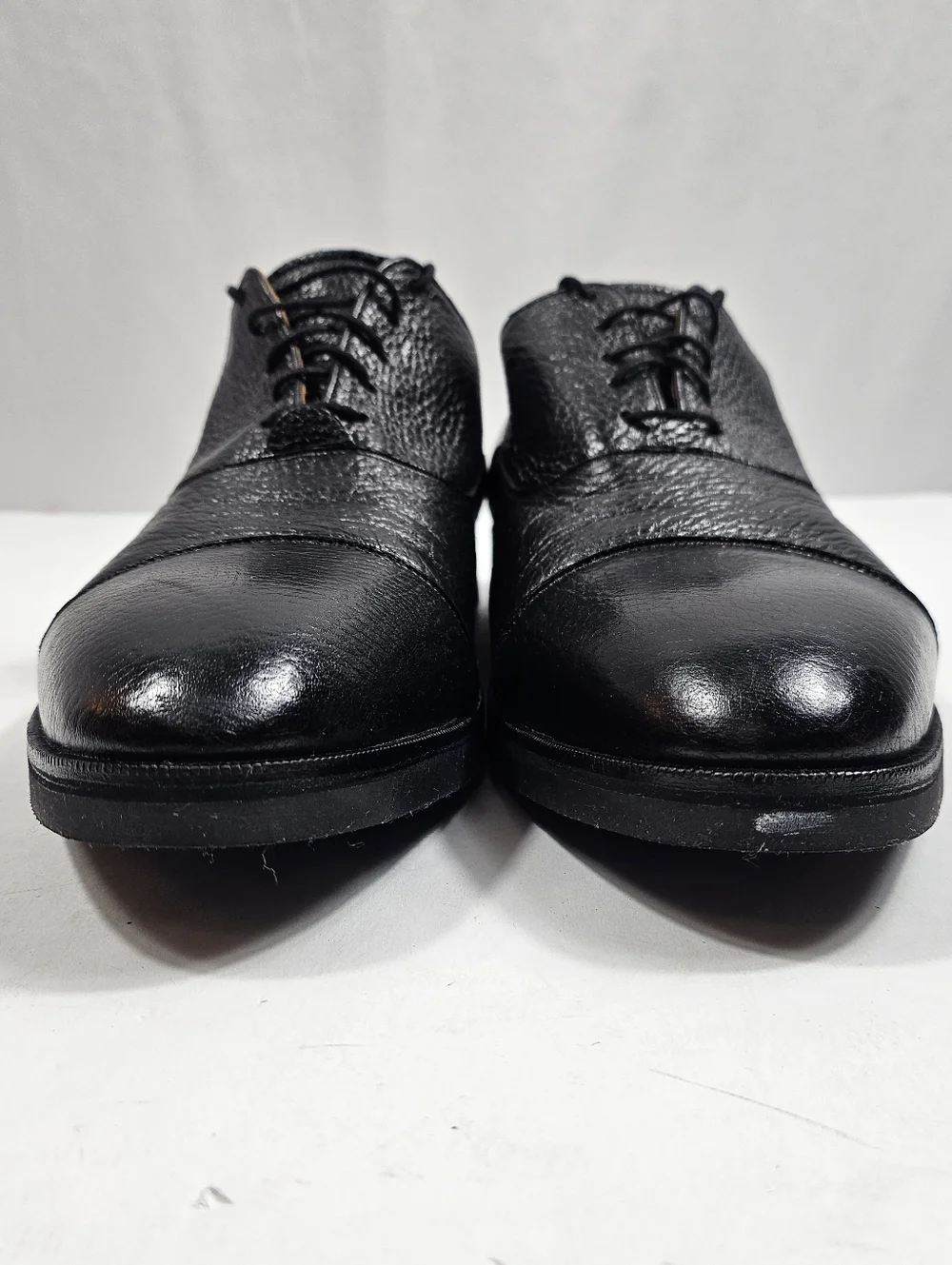 Alan Payne Bern Black Deer Skin Leather Classic Cap Toe Lace Up Oxford Shoe